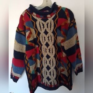 Vintage Multicolor Wool Sweater, Size Small
